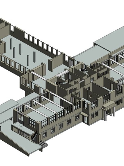 Maquette 3D grand bâtiment coupe