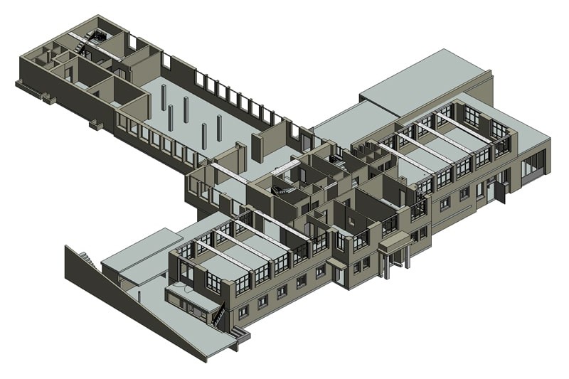 Maquette 3D grand bâtiment coupe
